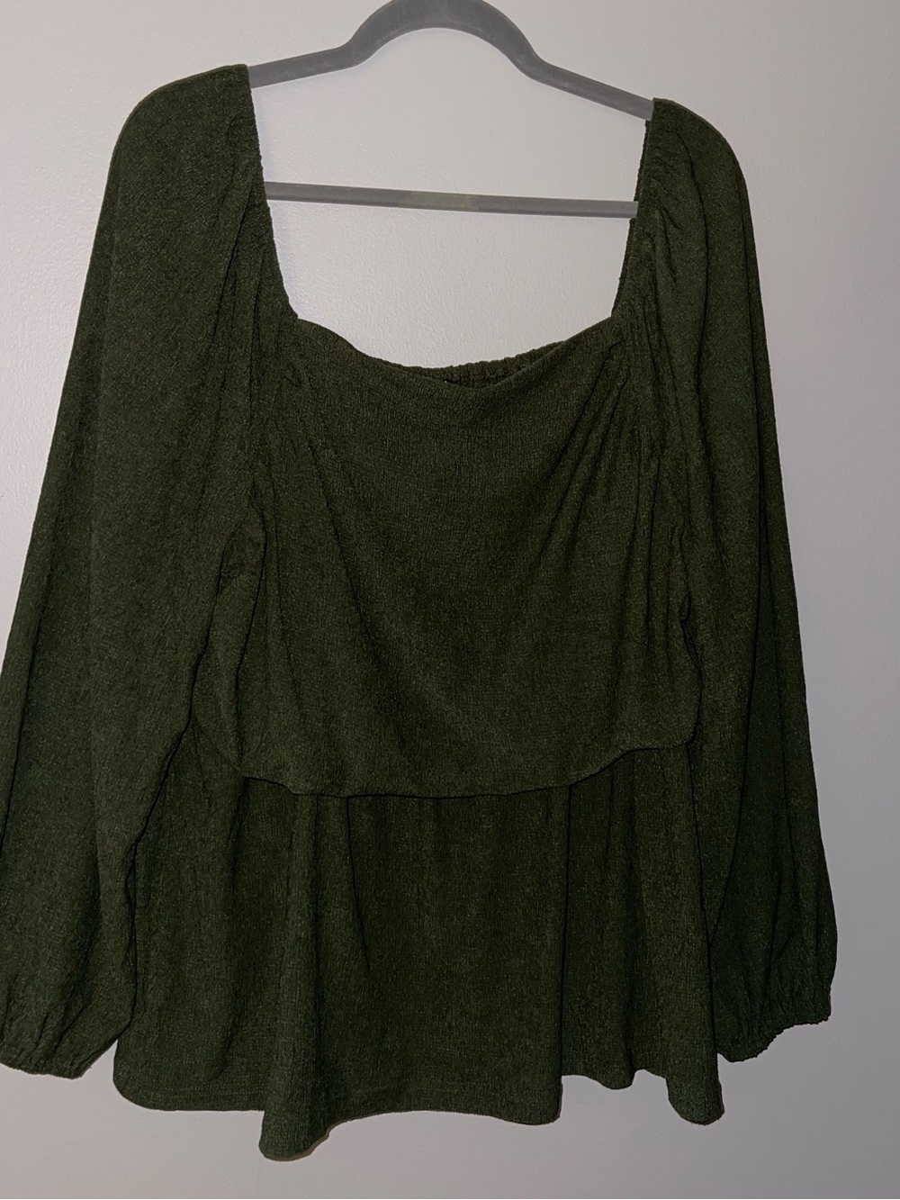 SHEIN Olive Square-Neck Peasant Tunic